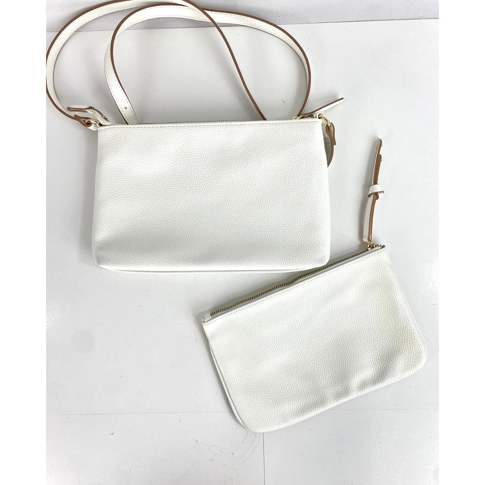 Nanette Lepore Shoulder Bag White Faux Leather Purse Handbag Additional Pouch - Picture 8 of 13